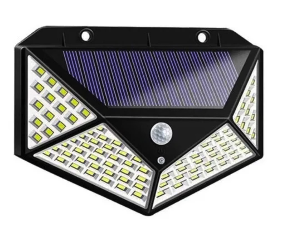 Foco Solar Led Exterior 100 Led Con Sensor De Movimiento -0