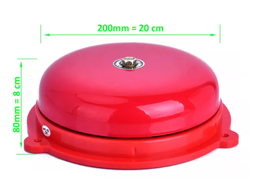 Timbre Campana Alarma 8 220 Vac Metal Rojo Escuela Incendio-3