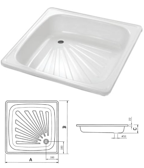 Receptáculo De Ducha Acero Esmaltado De 70x70 Cm-3