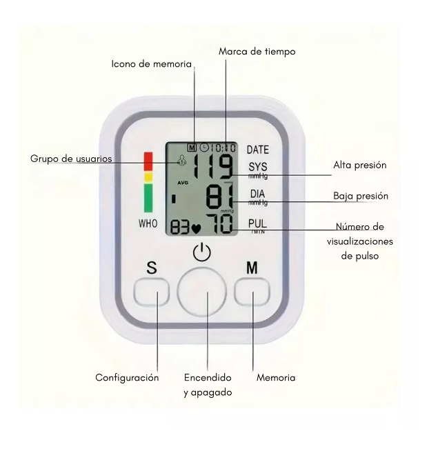 Toma Presión Digital Brazo Con Tensiometro Usa Pilas O Usb-2
