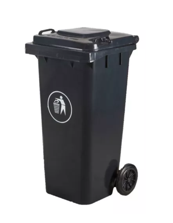 Basurero Contenedor De Basura 120 Litros Con Ruedas Color Negro-0