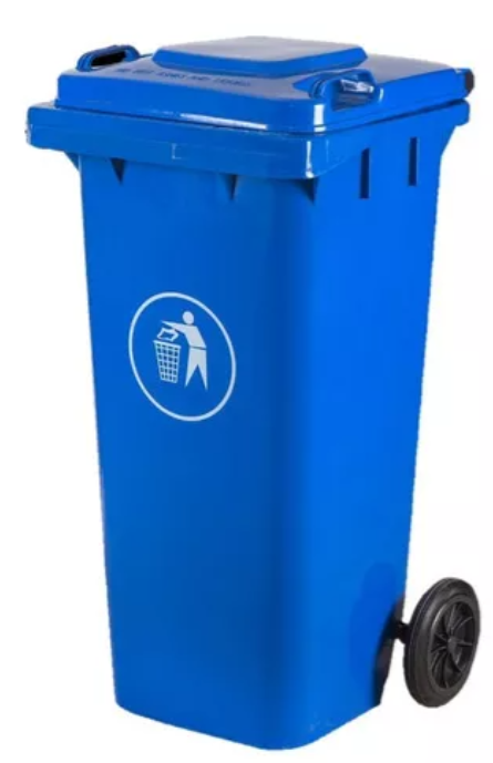 Basurero Contenedor De Basura 120 Litros Con Ruedas Color Azul-0