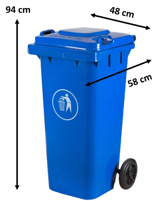 Basurero Contenedor De Basura 120 Litros Con Ruedas Color Azul-1