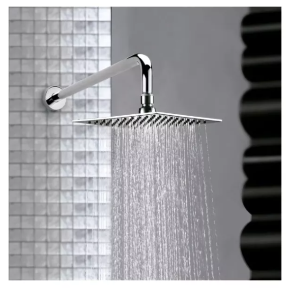 Kit De Plato-ducha Inox Cuadrado 25 Cms + Brazo 30cm-1