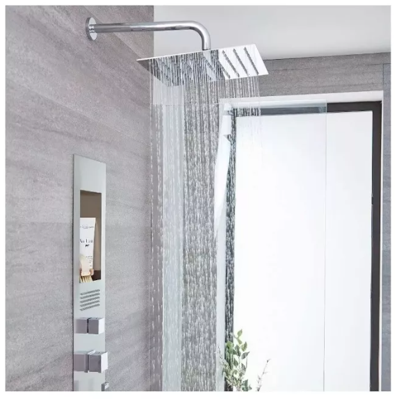 Kit De Plato-ducha Inox Cuadrado 25 Cms + Brazo 30cm-5