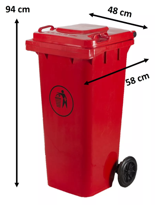 Contenedor De Basura 120 Litros Color Rojo-1
