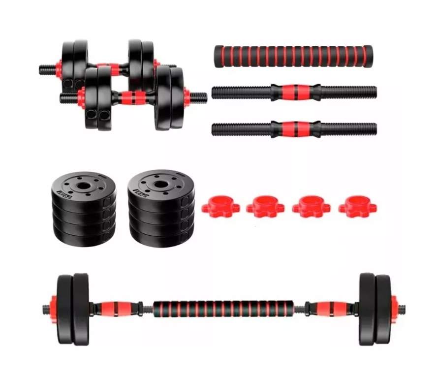 Set De Mancuernas Ajustable De 10kg Con Extensor De Pvc-1