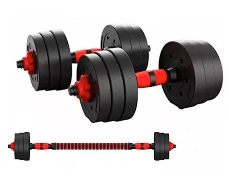 Set De Mancuernas Ajustable De 10kg Con Extensor De Pvc-3
