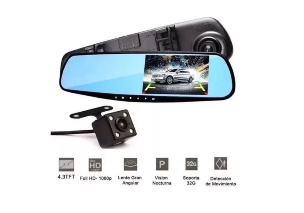 Espejo Retrovisor Con Camara Frontal + Camara Retroceso Hd-2