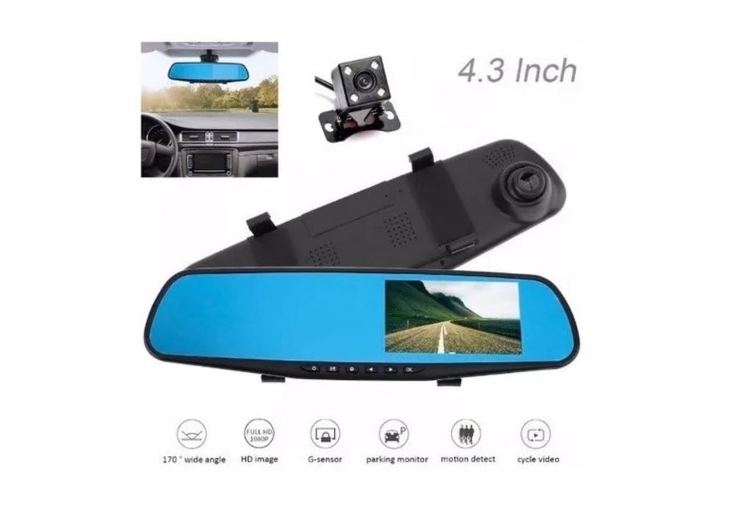 Espejo Retrovisor Con Camara Frontal + Camara Retroceso Hd-1