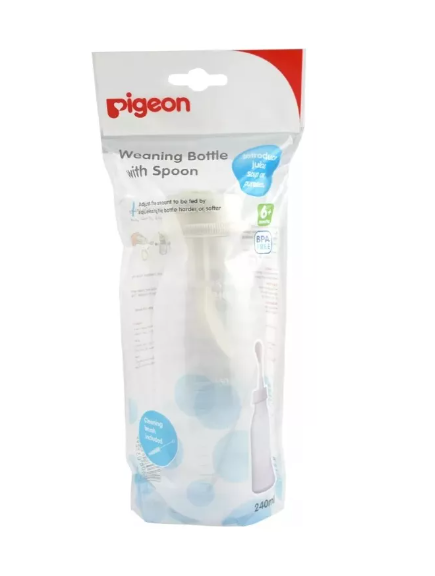 Mamadera Con Cuchara Pigeon 240ml 6m+-2