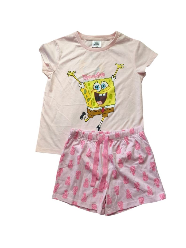 Pijama de nina diseno Bob Esponja Talla 8 Rosado
