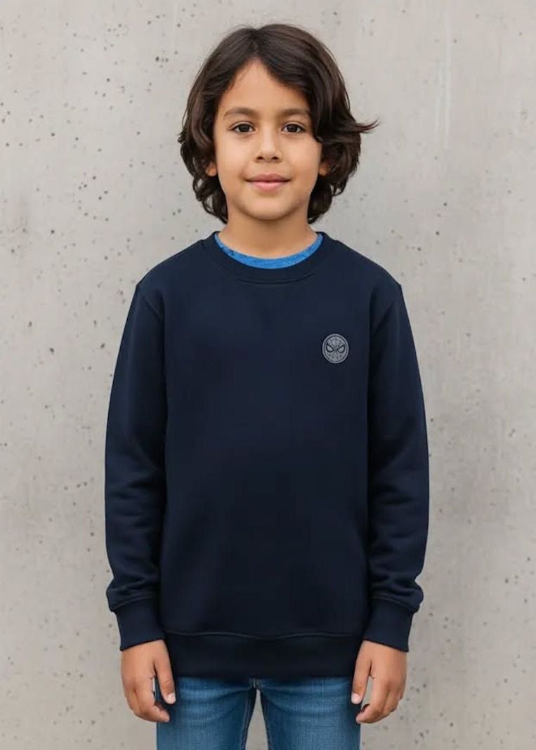 Poleron Spiderman Talla 8 Azul Marino interior franela