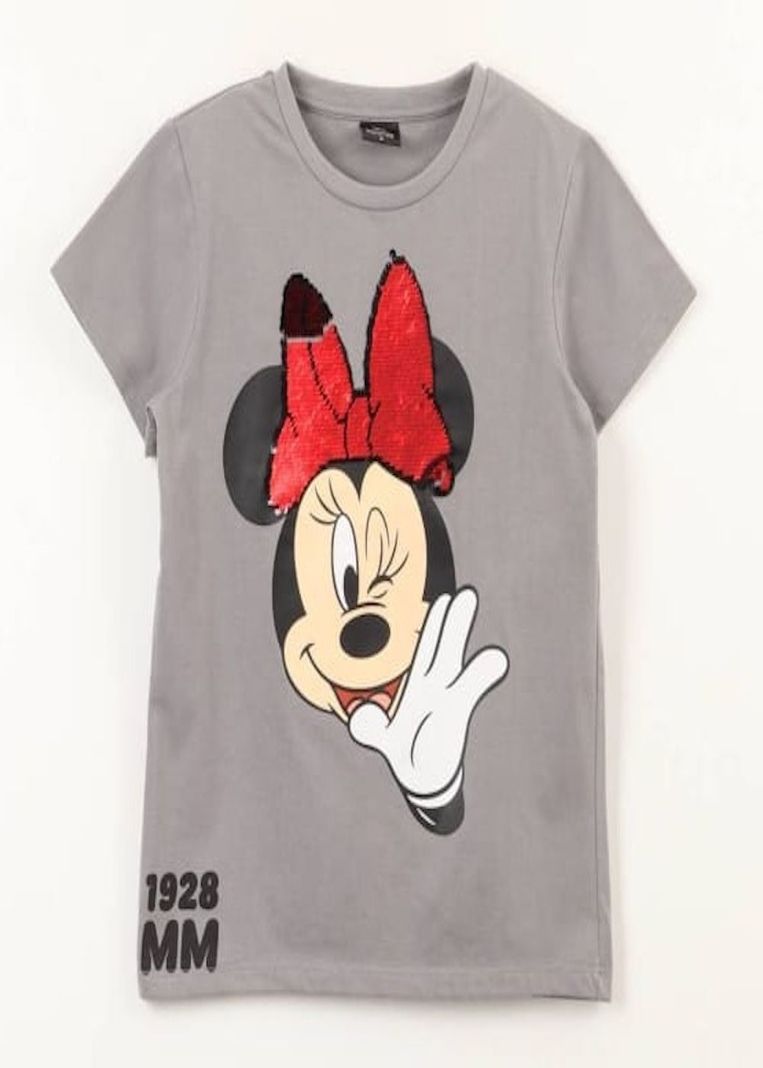 Polera Minnie Mouse con aplicaciones de lentejuelas talla 10 Gris