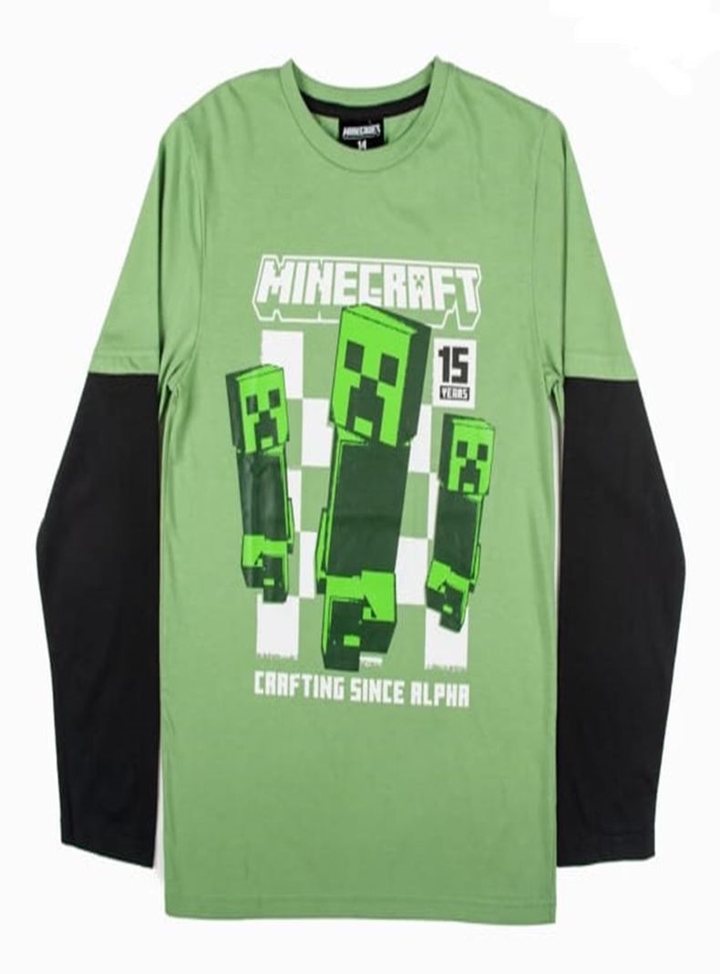 Polera Minecraft Manga Larga Talla 14-0
