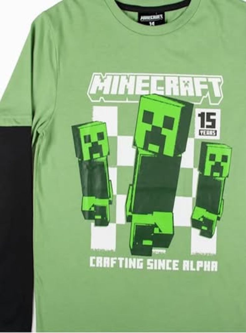Polera Minecraft Manga Larga Talla 14-2