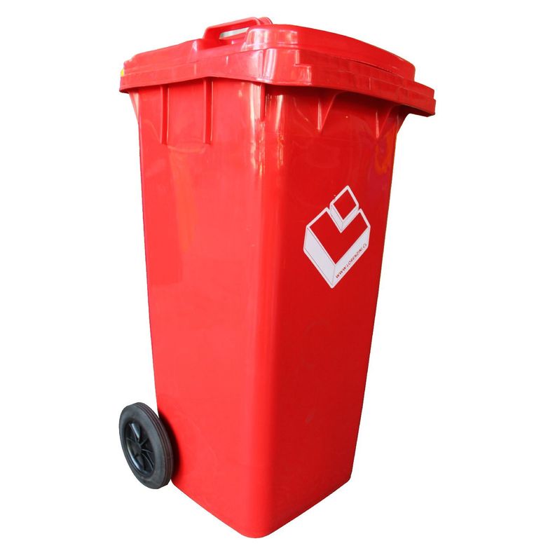 Contenedor Basurero 120 Lts Rojo con Tapa/rueda