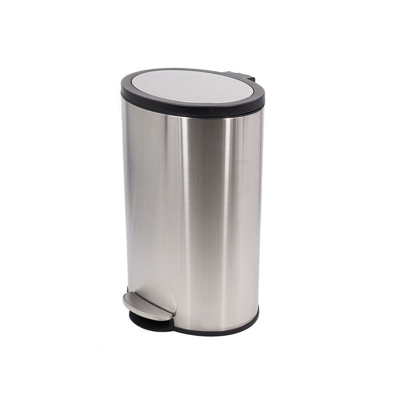 Basurero Acero Inox. Ovalado con pedal 40 Lt-0