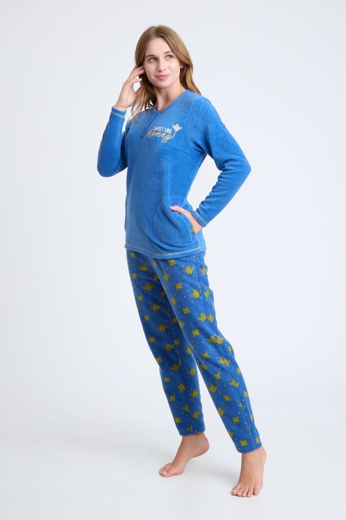 BECKIL COD 1774 PIJAMA POLAR CON DETALLES BORDADOS Azul L
