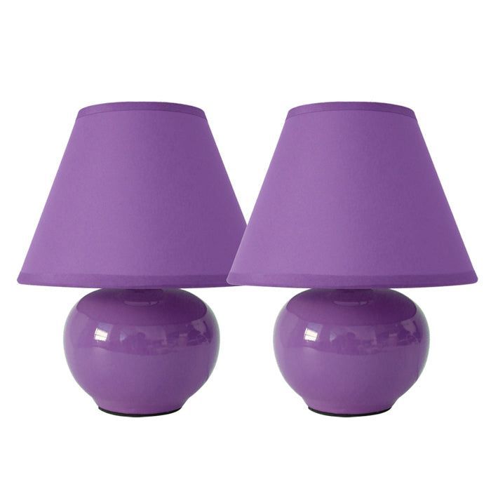 SET 2 LAMPARAS VELADOR CERAMICA LILA E27 2X40W-1