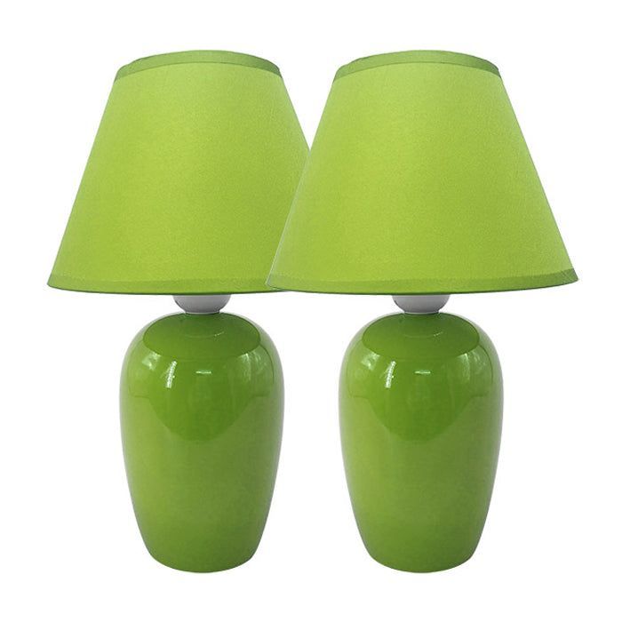 SET 2 LAMPARAS VELADOR CERAMICA VERDE E27 2X40W-0