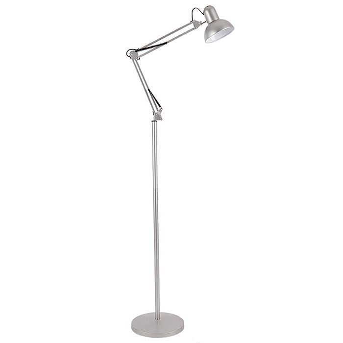 LAMPARA DE PIE AJUSTABLE PLATA 1X60W E27-0