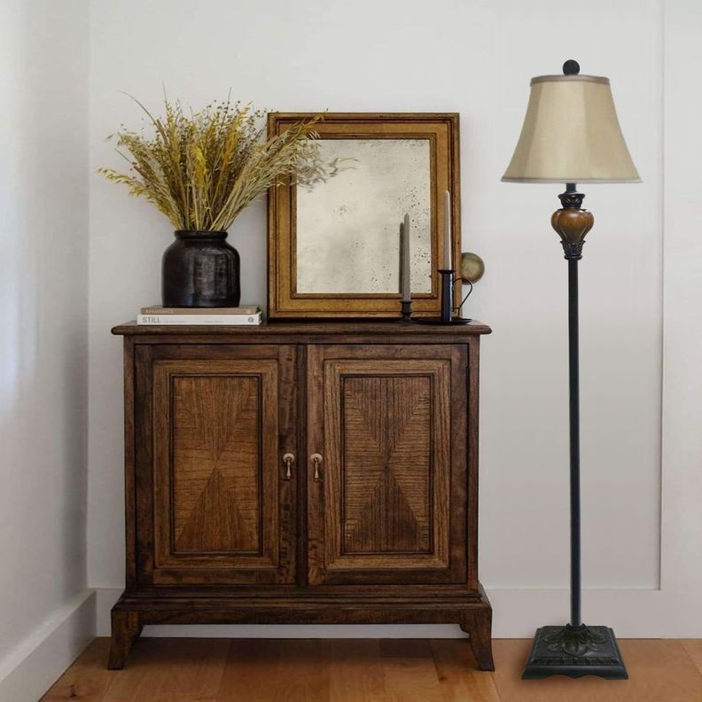 LAMPARA DE PIE POLIRESINA ENVEJECIDA E27 1X60W-1