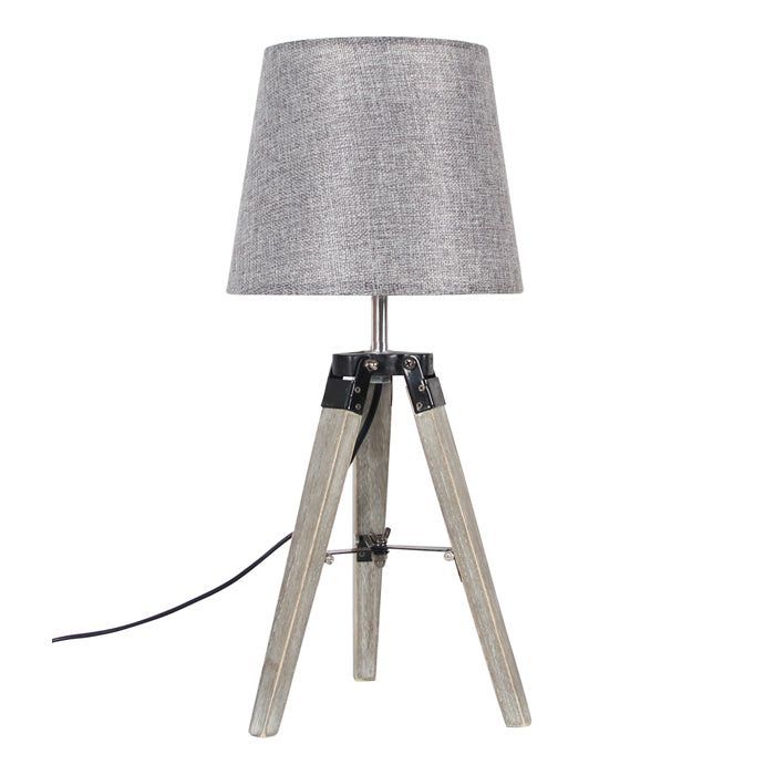 LAMPARA SOBREMESA MADERA GRIS 1X40W E27-0