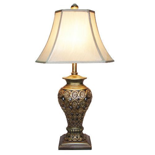 LÁMPARA SOBREMESA CLASICA ORO ENVEJECIDA E27 1X60W-0