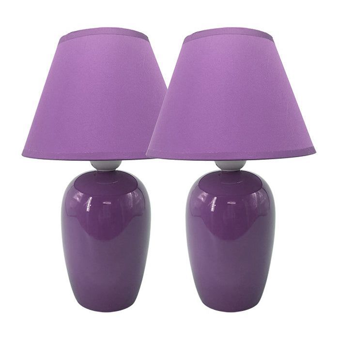 SET 2 LAMPARAS VELADOR CERAMICA LILA E27 2X40W-1