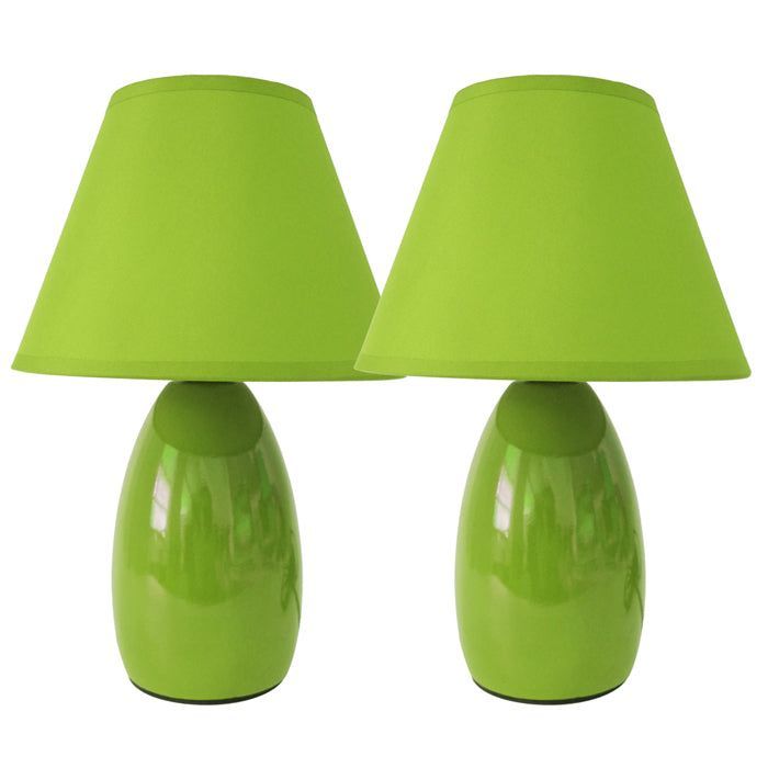 SET 2 LAMPARAS VELADOR CERAMICA VERDE E27 2X40W-1