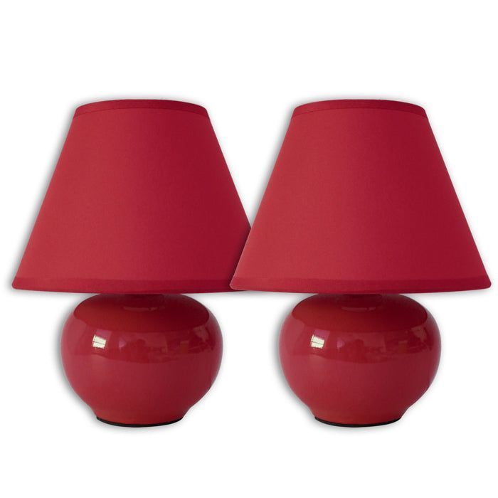 SET 2 LAMPARAS VELADOR CERAMICA BURDEO E27 2X40W-0