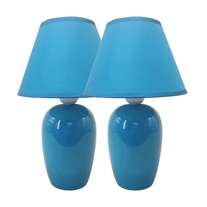 SET 2 LAMPARAS VELADOR CERAMICA TURQUESA E27 2X40W-0