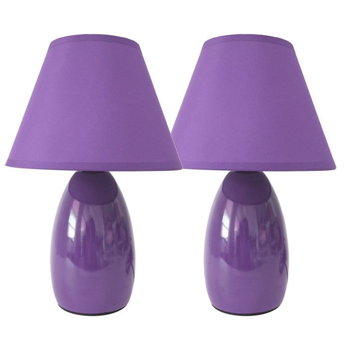 SET 2 LAMPARAS VELADOR CERAMICA LILA E27 2X40W-0