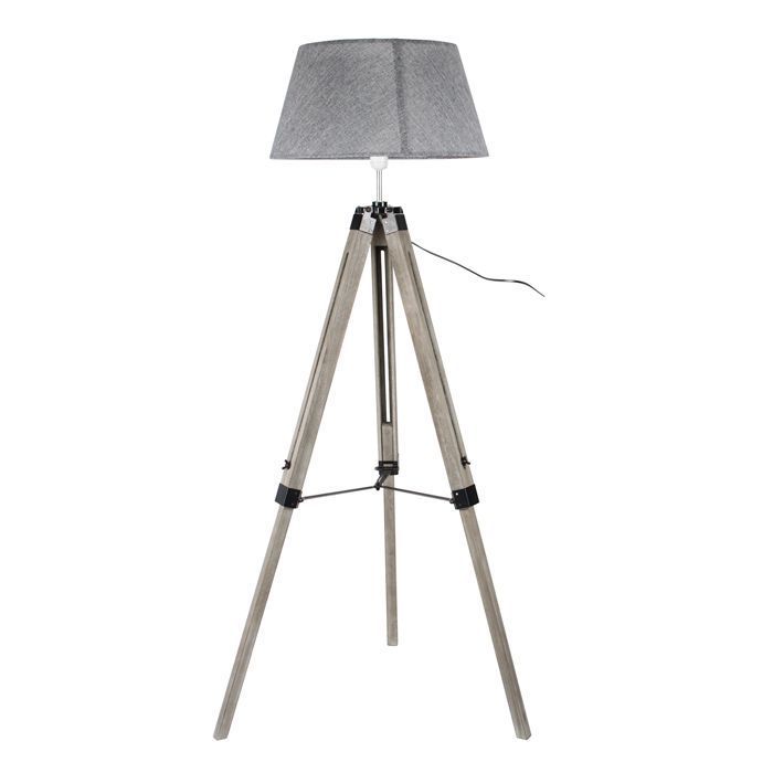 LAMPARA DE PIE MADERA GRIS 1X60W E27-0