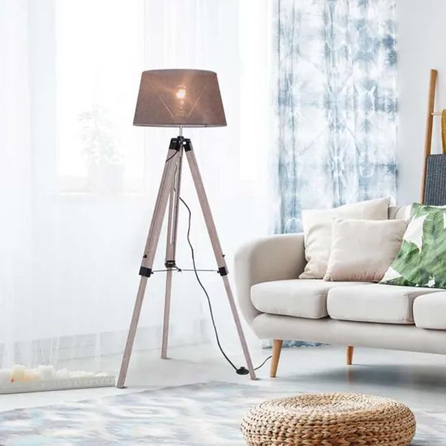 LAMPARA DE PIE MADERA GRIS 1X60W E27-1