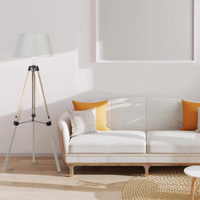 LAMPARA DE PIE MADERA BLANCA 1X60W E27-1