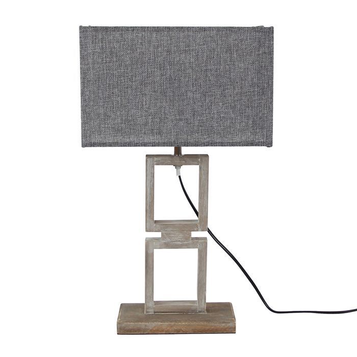 LAMPARA SOBREMESA MADERA GRIS E27 1X40W-0