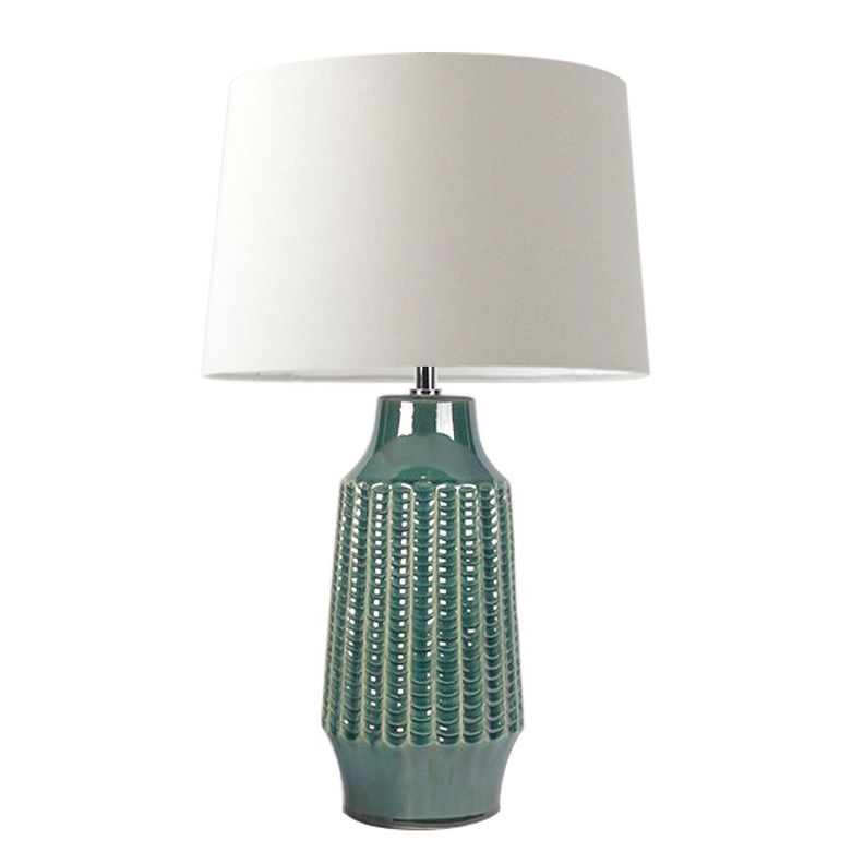 LAMPARA DE SOBREMESA CERAMICA TURQUESA CON TEXTURA E27 1X60W-0