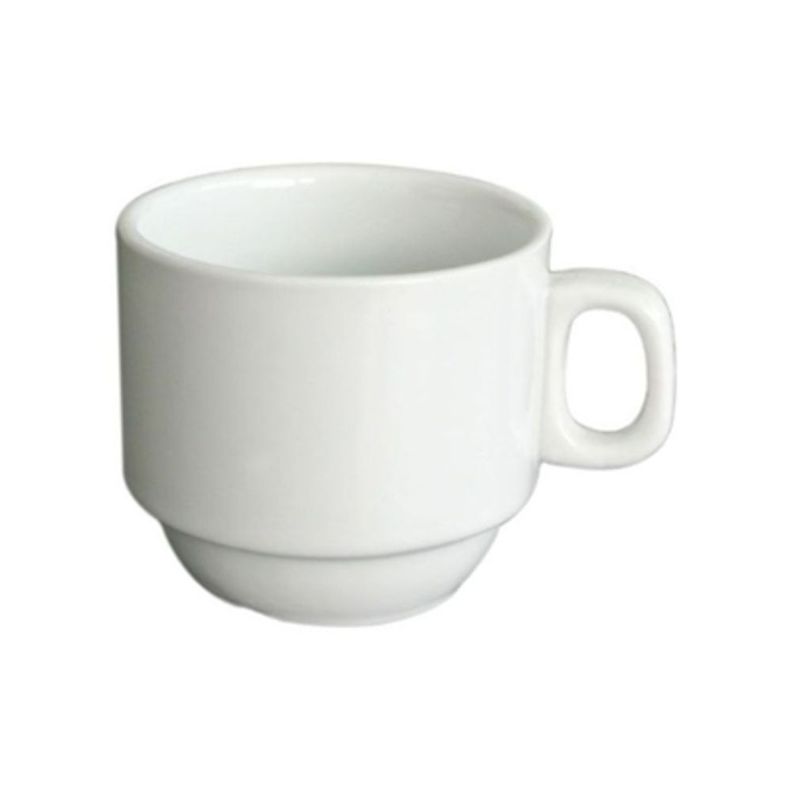 SET DE 12 TAZAS CAFE DE PORCELANA BLANCOS 100CC STAR ROUND-0