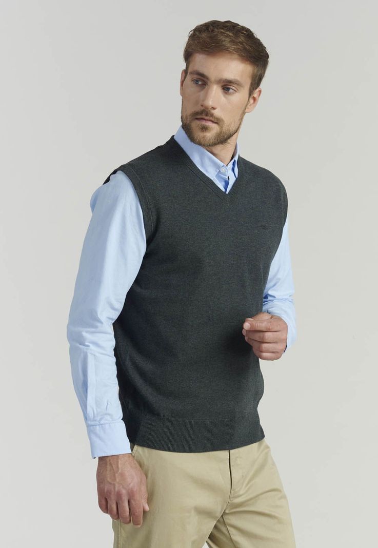 Sweater Smart Casual Sleeve Business Graphite Gris S