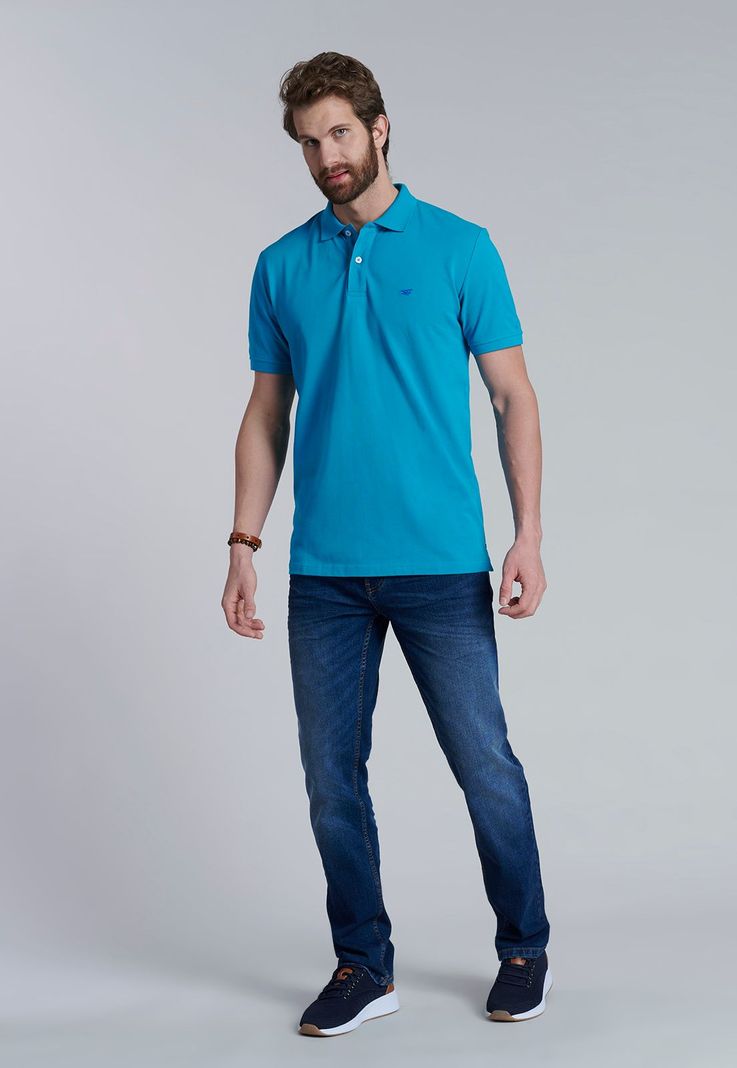 Polera Basica Pique Turquoise-0
