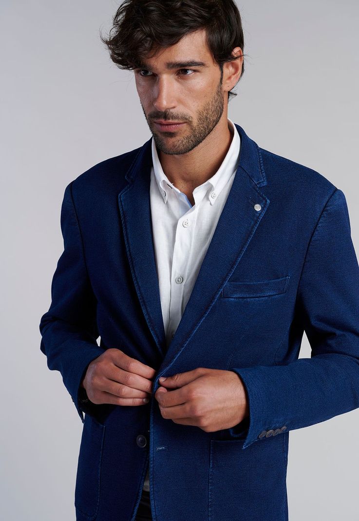 Blazer Indigo Knitted Fj-4