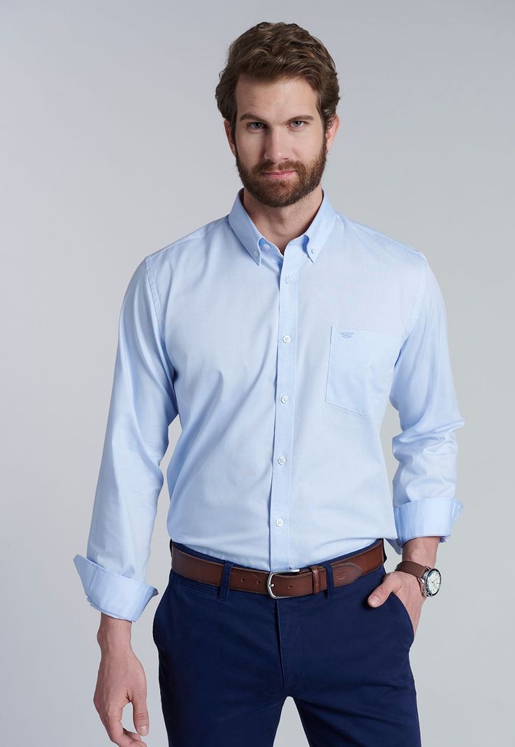 Camisa Smart Casual Oxford Sky-0