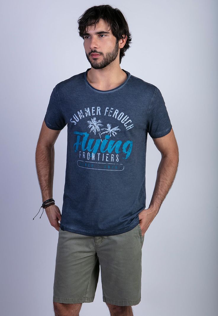 Polera Dirty Wash Seatle Navy Azul S