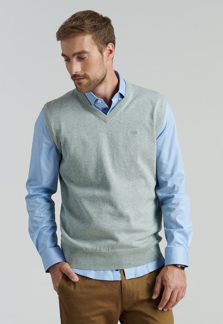 Sweater Smart Casual Sleeve Business Lt Grey Gris S