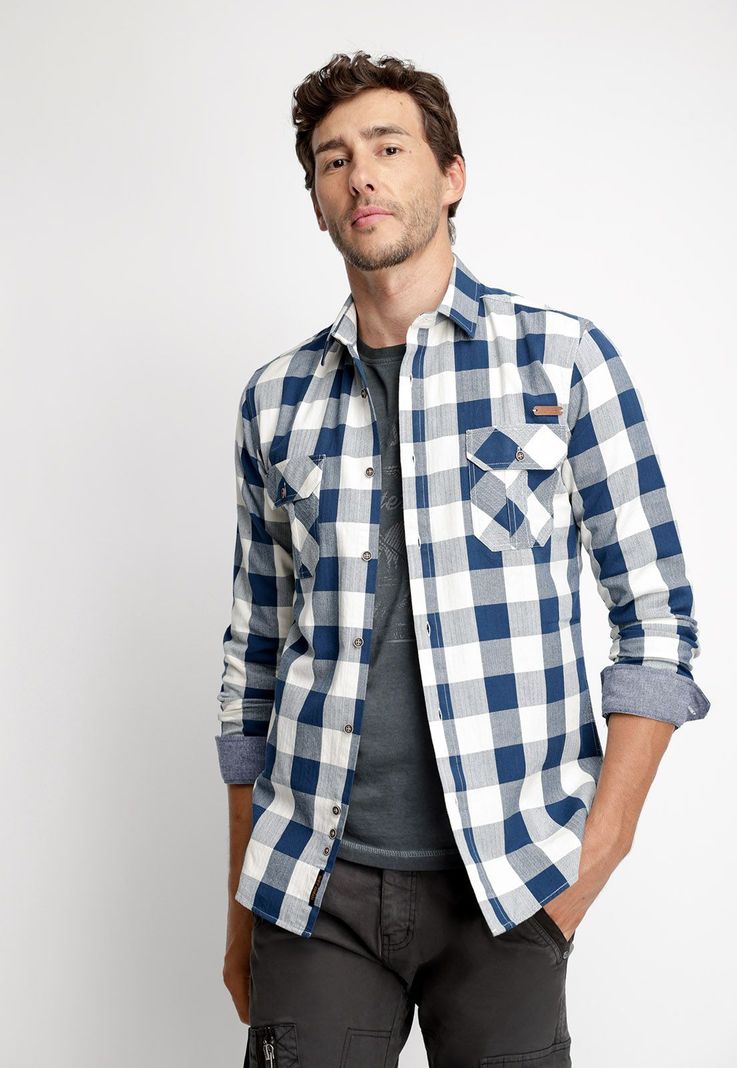 Camisa Checkered Indiana Fj Blue Azul S