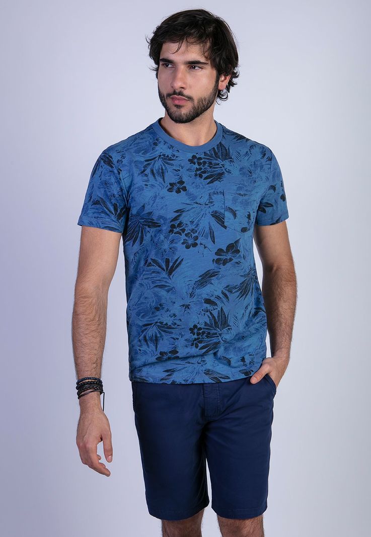 Polera Florida Navy Azul S