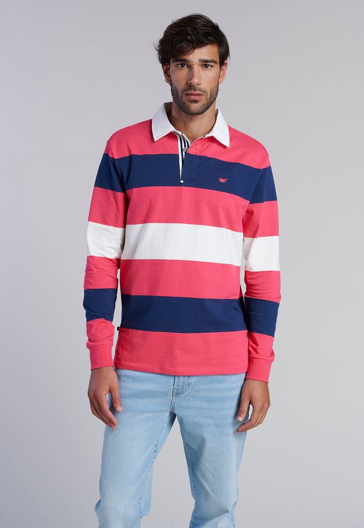 Polera Rugby Rayas Newark Coral-0