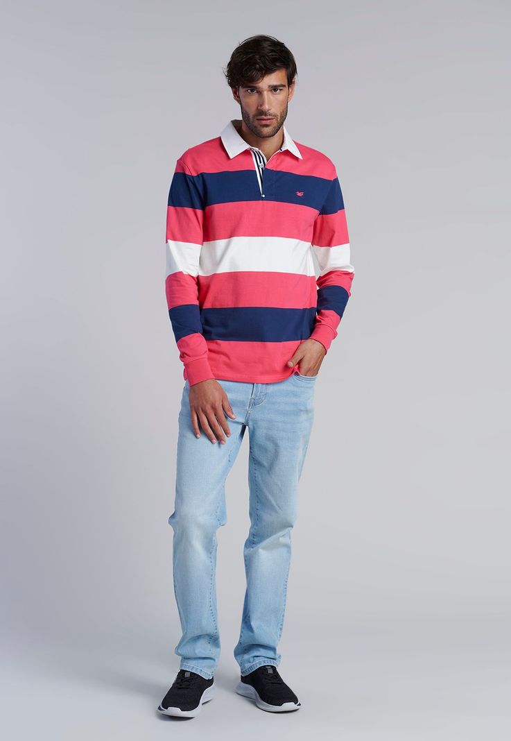 Polera Rugby Rayas Newark Coral-1